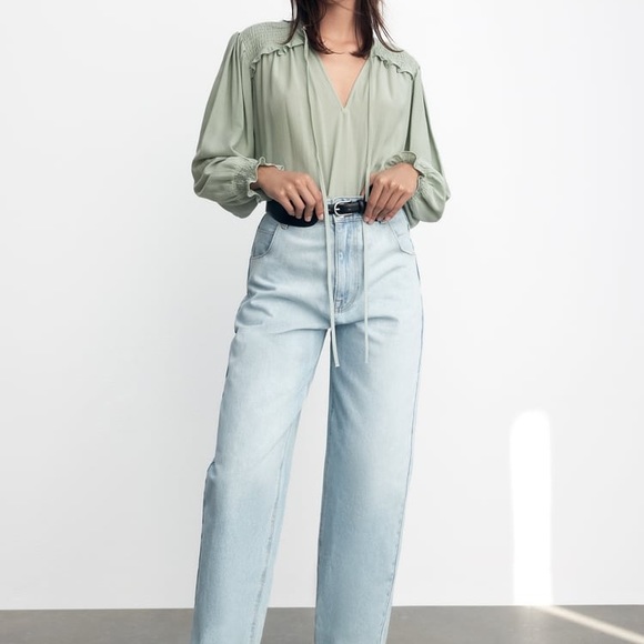 Zara Smocked Shoulder Blouse - Picture 2 of 8